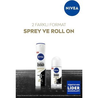 Nivea Black&White Invisible İpeksi Pürüzsüzlük Pudrasız Ter Önleyici Antiperspirant Sprey Kadın Deodorant 75 ml