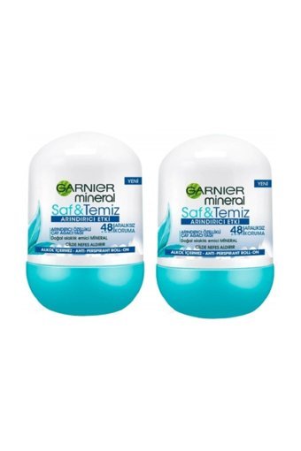 Garnier Mineral Saf & Temiz Pudrasız Ter Önleyici Antiperspirant Roll-On Kadın Deodorant 2x50 ml