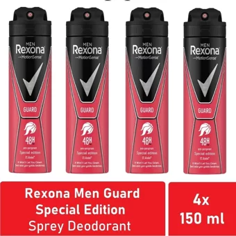 Rexona Men Guard Pudrasız Ter Önleyici Antiperspirant Sprey Erkek Deodorant 4x150 ml