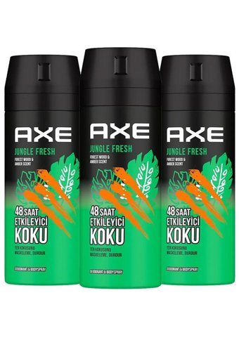 Axe Jungle Fresh Pudrasız Ter Önleyici Sprey Erkek Deodorant 3x150 ml