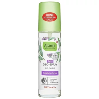 Alterra Jojoba ve Organik Adaçayı İçerikli Pudrasız Organik Sprey Kadın Deodorant 75 ml