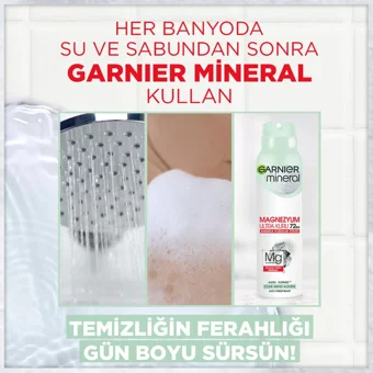 Garnier Mineral Magnezyum Ultra Kuru Pudrasız Ter Önleyici Antiperspirant Sprey Kadın Deodorant 150 ml
