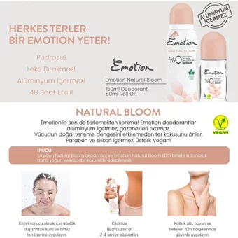 Emotion Natural Bloom Pudrasız Ter Önleyici Sprey Kadın Deodorant 2x150 ml