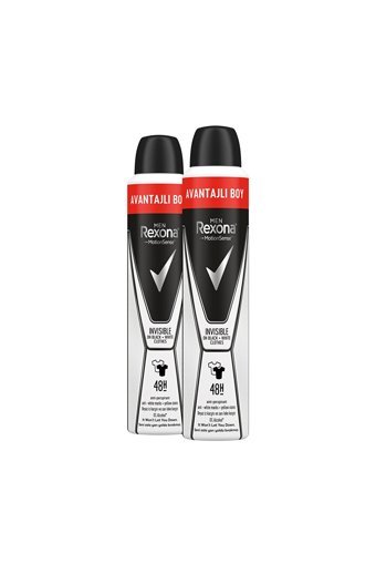 Rexona Men Invisible On Black+White Clothes Pudrasız Ter Önleyici Antiperspirant Sprey Erkek Deodorant 2x200 ml