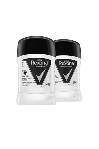 Rexona Men Invisible Black+White Pudrasız Ter Önleyici Antiperspirant Stick Erkek Deodorant 2x50 ml
