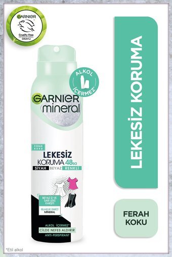 Garnier Mineral Lekesiz Koruma Pudrasız Ter Önleyici Antiperspirant Sprey Kadın Deodorant 3x150 ml