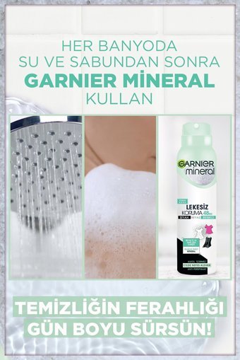 Garnier Mineral Lekesiz Koruma Pudrasız Ter Önleyici Antiperspirant Sprey Kadın Deodorant 3x150 ml