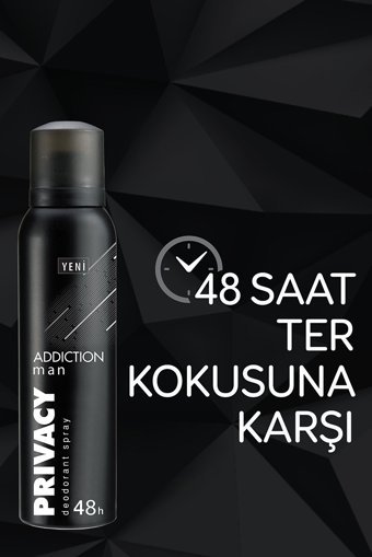 Privacy Addiction Pudrasız Ter Önleyici Sprey Erkek Deodorant 3x150 ml