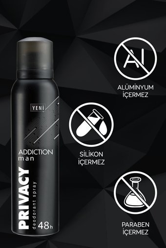 Privacy Addiction Pudrasız Ter Önleyici Sprey Erkek Deodorant 3x150 ml