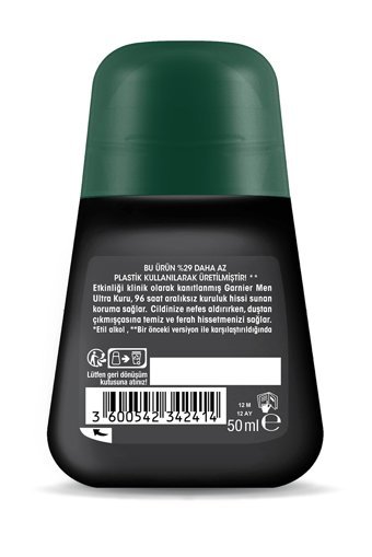 Garnier Ultra Kuru Pudrasız Ter Önleyici Antiperspirant Roll-On Erkek Deodorant 50 ml