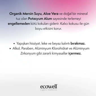 Ecowell Pudrasız Organik Roll-On Kadın Deodorant 75 ml