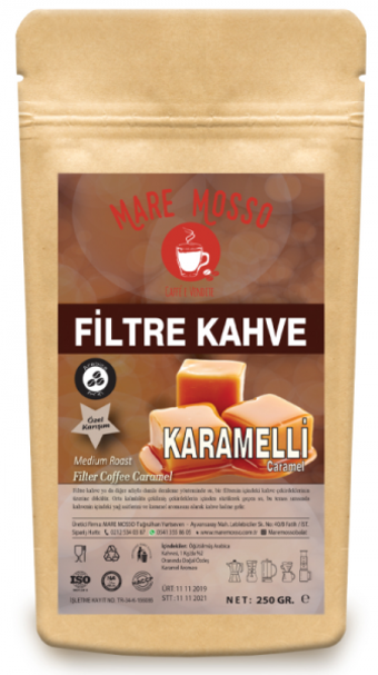 Mare Mosso Karamel Aromalı Arabica Öğütülmüş Filtre Kahve 250 gr
