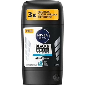 Nivea Black&White Invisible Fresh Pudrasız Ter Önleyici Antiperspirant Stick Erkek Deodorant 50 ml