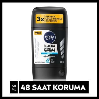 Nivea Black&White Invisible Fresh Pudrasız Ter Önleyici Antiperspirant Stick Erkek Deodorant 50 ml