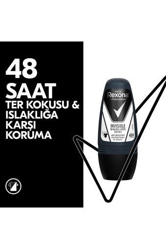 Rexona Men Invisible On Black+White Clothes Pudrasız Ter Önleyici Antiperspirant Roll-On Erkek Deodorant 2x50 ml