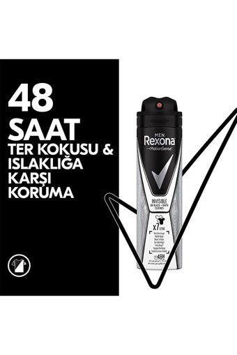 Rexona Men Invisible On Black+White Clothes Pudrasız Ter Önleyici Antiperspirant Sprey Erkek Deodorant 3x150 ml