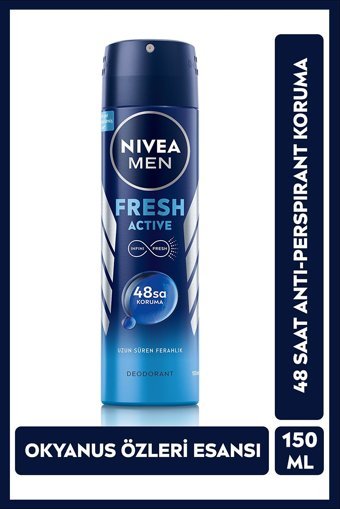 Nivea Fresh Active Pudrasız Ter Önleyici Antiperspirant Sprey Erkek Deodorant 150 ml