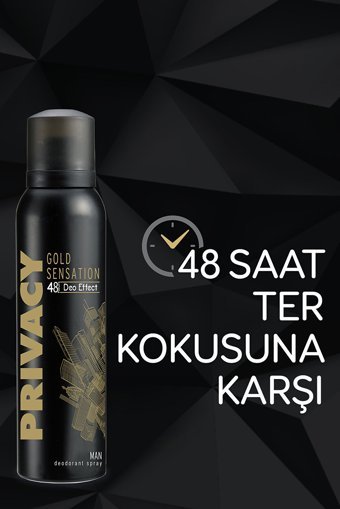 Privacy Gold Sensation Pudrasız Ter Önleyici Sprey Erkek Deodorant 3x150 ml