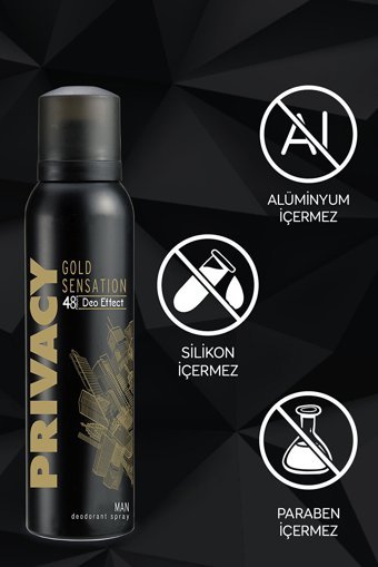 Privacy Gold Sensation Pudrasız Ter Önleyici Sprey Erkek Deodorant 3x150 ml