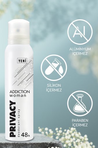 Privacy Addiction Pudrasız Ter Önleyici Sprey Kadın Deodorant 3x150 ml