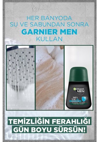 Garnier Saf ve Temiz Pudrasız Ter Önleyici Antiperspirant Roll-On Erkek Deodorant 50 ml