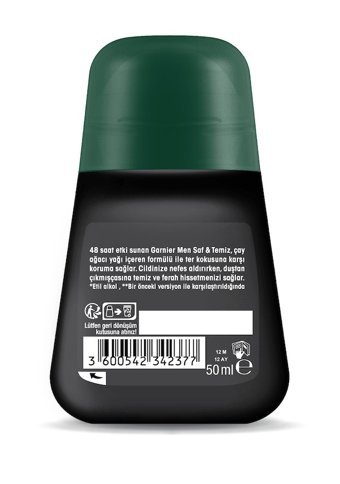 Garnier Saf ve Temiz Pudrasız Ter Önleyici Antiperspirant Roll-On Erkek Deodorant 50 ml