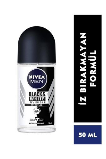 Nivea Black&White Invisible Original Pudrasız Ter Önleyici Antiperspirant Roll-On Erkek Deodorant 50 ml