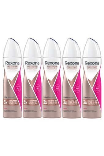 Rexona Maximum Protection Extra Strong Pudrasız Ter Önleyici Antiperspirant Sprey Kadın Deodorant 5x150 ml