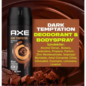 Axe Dark Temptation Pudrasız Ter Önleyici Sprey Erkek Deodorant 2x150 ml