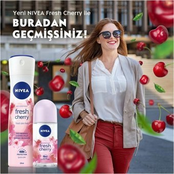 Nivea Fresh Cheery Pudrasız Ter Önleyici Antiperspirant Roll-On Kadın Deodorant 50 ml