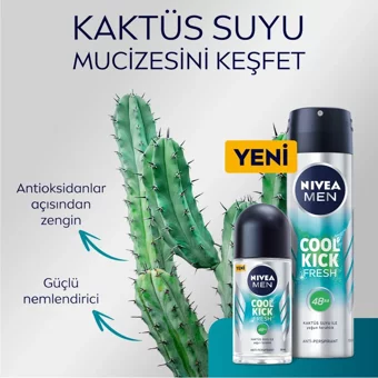 Nivea Cool Kick Fresh Pudrasız Ter Önleyici Antiperspirant Sprey Erkek Deodorant 150 ml