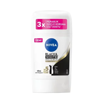 Nivea Black&White Invisible İpeksi Pürüzsüzlük Pudrasız Ter Önleyici Antiperspirant Stick Kadın Deodorant 50 ml