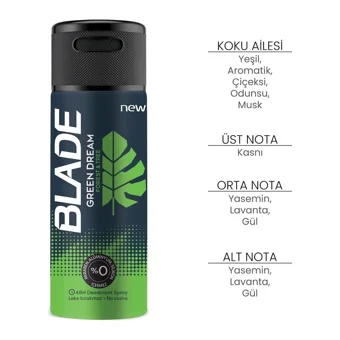Blade Green Dream Pudrasız Ter Önleyici Sprey Erkek Deodorant 150 ml