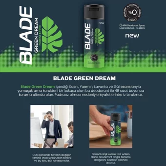 Blade Green Dream Pudrasız Ter Önleyici Sprey Erkek Deodorant 150 ml