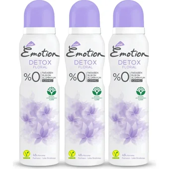 Emotion Detox Floral Pudrasız Ter Önleyici Sprey Kadın Deodorant 3x150 ml