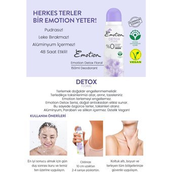 Emotion Detox Floral Pudrasız Ter Önleyici Sprey Kadın Deodorant 3x150 ml