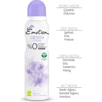 Emotion Detox Floral Pudrasız Ter Önleyici Sprey Kadın Deodorant 3x150 ml