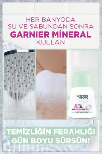 Garnier Mineral Ultra Kuru Pudrasız Ter Önleyici Antiperspirant Roll-On Kadın Deodorant 50 ml