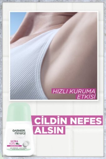 Garnier Mineral Ultra Kuru Pudrasız Ter Önleyici Antiperspirant Roll-On Kadın Deodorant 50 ml
