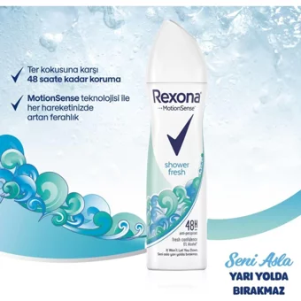 Rexona Shower Fresh Pudrasız Ter Önleyici Antiperspirant Sprey Kadın Deodorant 6x150 ml
