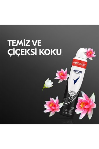 Rexona Invisible On Black+White Clothes Pudrasız Ter Önleyici Antiperspirant Sprey Kadın Deodorant 3x200 ml