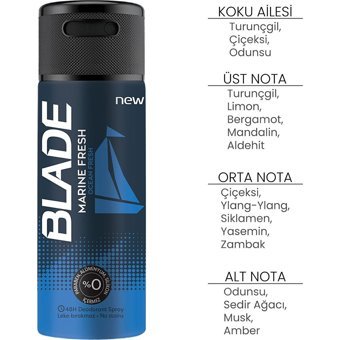 Blade Marine Fresh Pudrasız Ter Önleyici Sprey Erkek Deodorant 3x150 ml