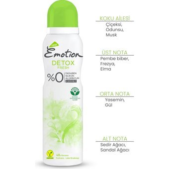 Emotion Detox Fresh Pudrasız Ter Önleyici Sprey Kadın Deodorant 3x150 ml
