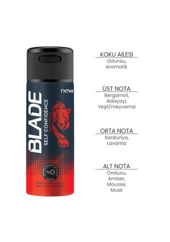 Blade Self Confidence Pudrasız Ter Önleyici Sprey Erkek Deodorant 6x150 ml