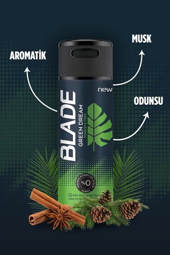 Blade Green Dream Pudrasız Ter Önleyici Sprey Erkek Deodorant 6x150 ml