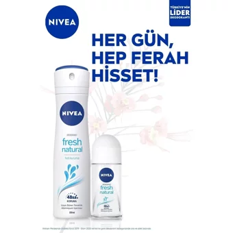 Nivea Fresh Natural Pudrasız Ter Önleyici Antiperspirant Roll-On Kadın Deodorant 50 ml