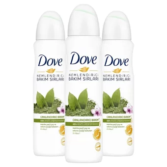 Dove Nemlendirici Bakım Sırları Pudrasız Ter Önleyici Antiperspirant Sprey Kadın Deodorant 3x150 ml