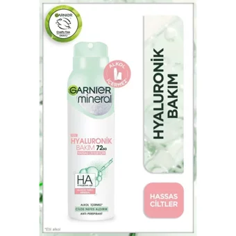 Garnier Mineral Hyaluronik Bakım Pudrasız Ter Önleyici Antiperspirant Sprey Kadın Deodorant 3x150 ml