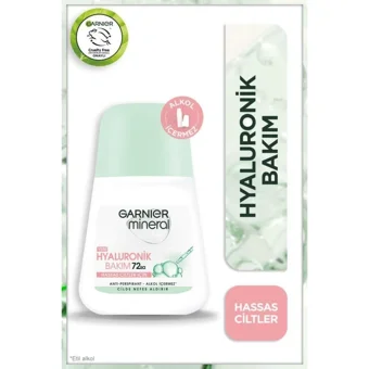 Garnier Mineral Hyaluronik Bakım Pudrasız Ter Önleyici Antiperspirant Roll-On Kadın Deodorant 3x50 ml