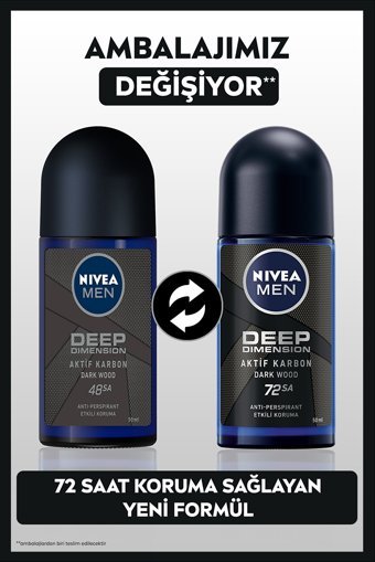 Nivea Deep Dimension Dark Wood Pudrasız Ter Önleyici Antiperspirant Roll-On Erkek Deodorant 50 ml